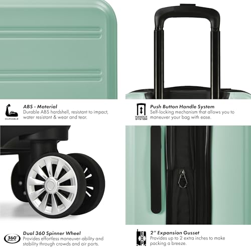 Travel Select Snowcreek Hardside Expandable Spinner Luggage Set w/USB Port, Mint, 3-Piece - color: Mint, size: 3 Piece Set
