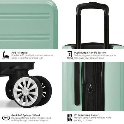 Travel Select Snowcreek Hardside Expandable Spinner Luggage Set w/USB Port, Mint, 3-Piece - color: Mint, size: 3 Piece Set