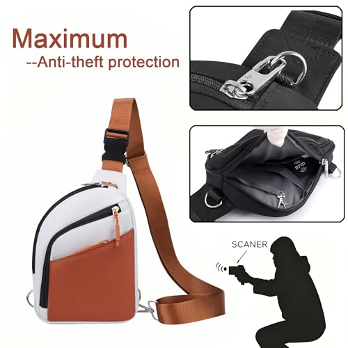 Anti Theft Crossbody Bag for Women Travel Purse Small Sling Shoulder Bag - color: Brown