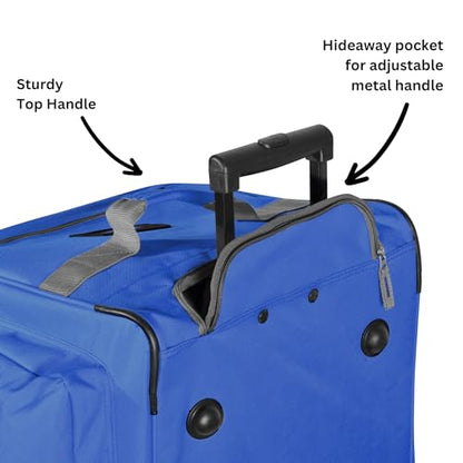 Olympia U.S.A. 29 inch Jumbo Size 8 Pockets Wheeled Rolling Duffel Bag Water Resistant Luggage Lightweight Travel Suitcase with Retractable Handle - color: Royal Blue, size: 29 inch