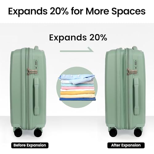 Luggage Sets 2 Piece(20/29in),w/TSA LOCK,Suitcase Set - color: Green, size: 2-Piece Set (20"/29'')