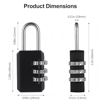 2-Pack Customizable Black Luggage Locks – Set Your Own Combination, Secure Travel Padlocks for Suitcases, Backpacks, and Bags