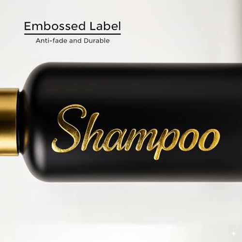 Shampoo and Conditioner Dispenser - Essentials Toiletry Bottles - Shower Refillable Shampoo and Body Wash Soap Pump Bottle – 3X 3oz TSA-Approved Travel Size Containers - Black Crytsal Round - color: Black Crystal Round, size: Small