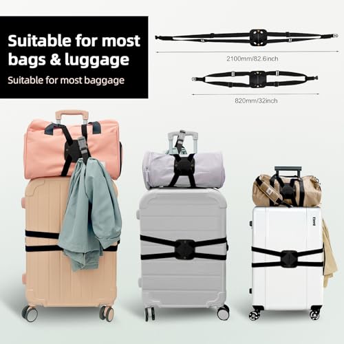 Luggage Straps for Suitcases,Luggage Straps Bag Bungees,Adjustable TSA-Approved – High Elastic Suitcase Belt for Securing Carry-On(1 Pack Black) - color: NS Black