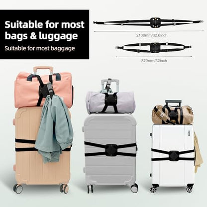 Luggage Straps for Suitcases,Luggage Straps Bag Bungees,Adjustable TSA-Approved – High Elastic Suitcase Belt for Securing Carry-On(1 Pack Black) - color: NS Black