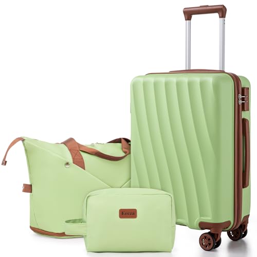 Eeeza Carry on Luggage Sets,Light Green (20"/DB/TB) - color: Light Green, size: 3 Piece Sets (20/DB/TB)
