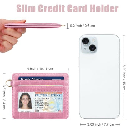 Slim Credit Card Holder Crocodile Wallet Women Thin Wallets - color: A Peach Pink