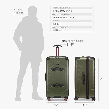 Traveler's Choice Maxporter II Polycarbonate Hardside Trunk with Spinner Wheels, Green, 31-Inch Large Trunk - color: Dark Green, size: 31-inch Large Trunk