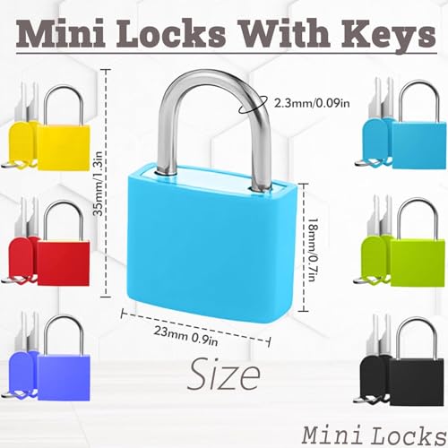 6 Pack Mini Padlocks with Keys, Waterproof Copper & Zinc Alloy Small Locks, Shatterproof & Rustproof Travel Luggage Locks for Suitcase Backpack Gym Locker Jewelry Box - Multicolor