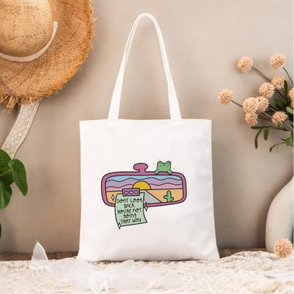 Positive Canvas Tote Bag, Reusable Inspirational Shoulder Bag, Whimsical Carryall for Shopping Commute Beach - color: Inspirational 12