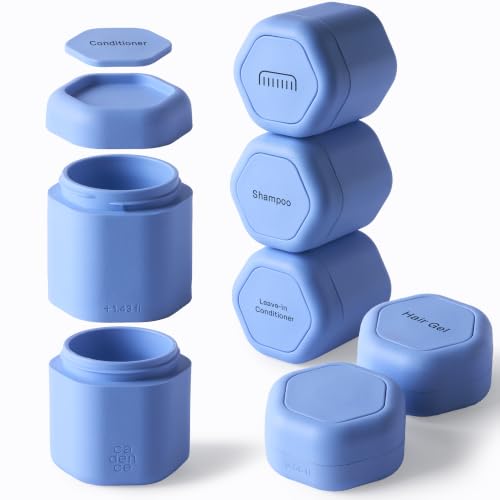 Cadence Travel Containers - 6 Piece Haircare Set - Magnetic Travel Capsules - 2 Small & 4 Medium Capsules - Shampoo, Conditioner, Leave-In Conditioner, Comb, Hair Serum, Hair Gel Labels - Pacific - color: Pacific, size: Haircare (Set of 6)