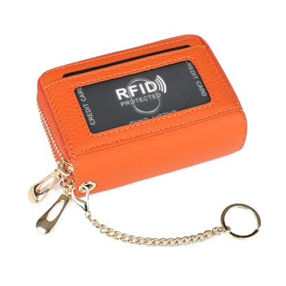 imeetu RFID Credit Card Holder, Small Card Wallet Women, Leather Card Case - color: Max - Orange, size: Max