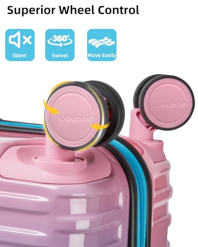 LARVENDER Expandable Carry on Luggage Suitcase with Wheels, Cotton Candy - color: Cotton Candy, size: 3 Piece Set (20/DB/TB)