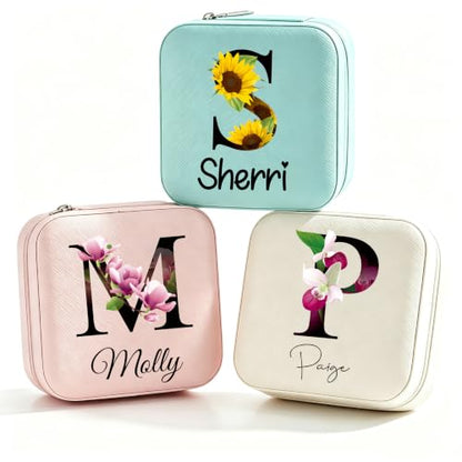 Ships Next Day, Initial Name Travel Jewelry Case - Teacher Appreciation Gifts - Small Jewelry Travel Organizer Box Teen Girl Gifts Trendy Stuff - style: Style 08