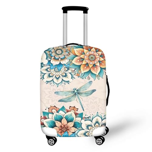 Cozeyat Boho Dragonfly Travel Luggage Cover - Fits 18-21 Inch Suitcases - Elastic, Washable, Stretchy, Anti-Scratch Sleeve with Zipper - color: Boho Dragonfly, size: S(18"-21"cover)