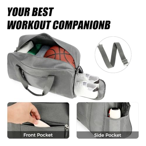 Searock 45L Gym Bag for Men & Women with Shoe Compartment - color: Dark Grey, size: 21 x 10 x 13″ (Medium)