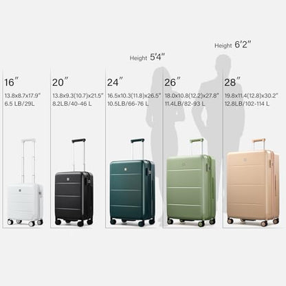 Hanke 3 Piece Luggage Set Expandable Hardside Suitcases with Spinner Wheels - color: Jet Black, size: 20/24/28 Inch EXT