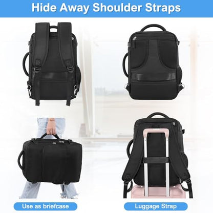 Sinaliy Travel Backpack for Men Women, Airline Approved Personal Item Bag - color: Black, size: Large