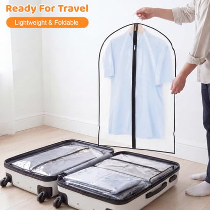 12 Pack Peva Garment Bags 24 x 40 In, Translucent Clothes Covers - color: Matte with Black Edge, size: 40in *12