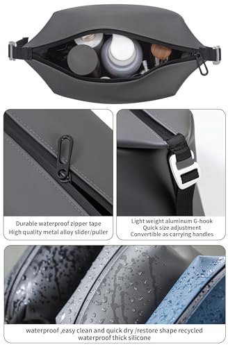 6"x11" 6L Silicone Toiletry Bag, Grey - color: Grey, size: 6L