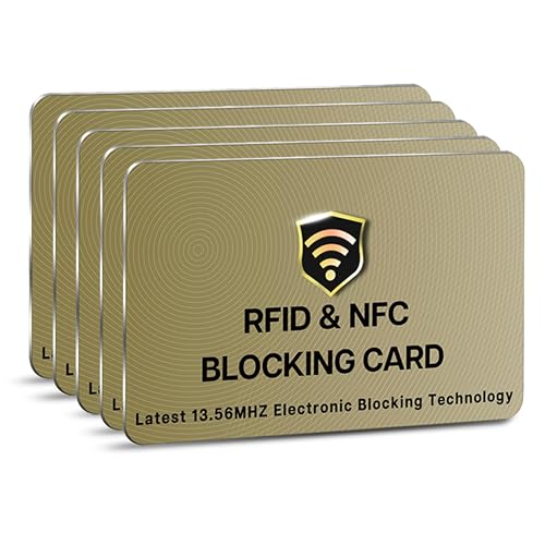 SaiTech IT 5 Pack RFID Blocking Card for Credit Debit ID Card, Golden - color: Golden