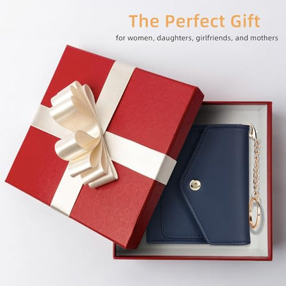 Gostwo Womens Wallet RFID Blocking Small Wallets Woman Credit Card Holder Trifold Ladies Wallets with Coins Zipper Pocket - color: Navy Blue