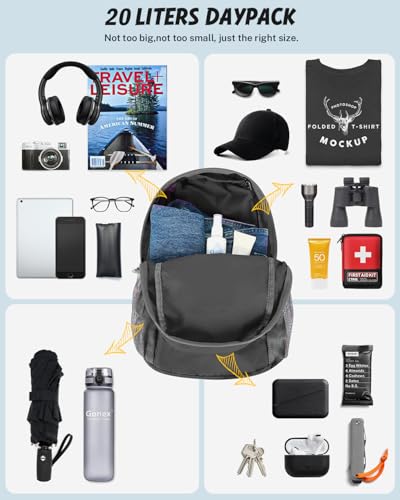 Gonex Packable Daypack Backpack 20L Lightweight Foldable Travel Bag - color: Grey
