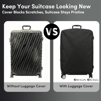 Luggage Cover Protector Compatible with Tumi, Upgraded Oxford Fabric Stretch Cover with Double Zipper, Washable Travel Suitcase Protector, Fits 20-21 Inch Case(Black) - size: 20-21