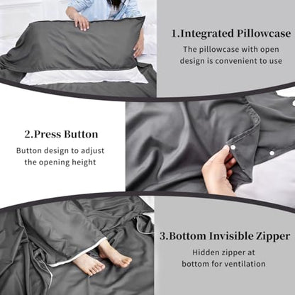 Sleeping Bag Liner, Compact Travel Sheets for Hotel Hostel - color: Silver Gray, size: 82.7" X 70.9"