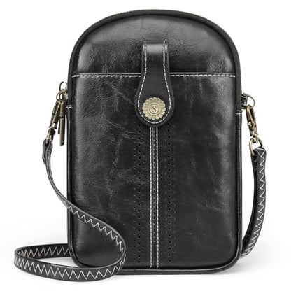 S-ZONE Small Crossbody Bags for Women Trendy RFID Blocking Cell Phone Purse - color: Black