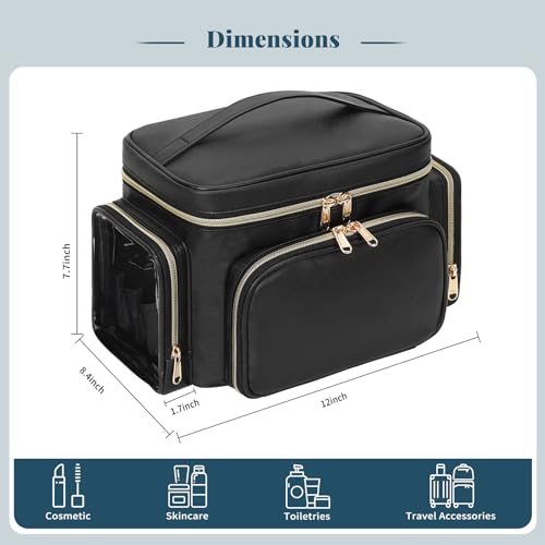 Bagmoly Large Makeup Bag, Travel Makeup Cosmetic Bag for Girls, Black - color: 01-Black, size: Medium