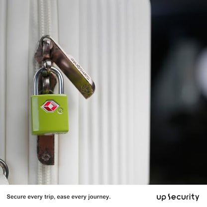 TSA Locks for Luggage with Keys, 4 Small Padlocks Keyed Alike - color: Dark Green