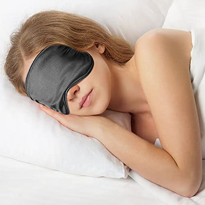 Geyoga Silk Satin Sleep Mask with Ear Plugs, Blindfold,Black, Gray - color: Black, Gray