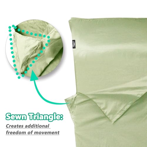 Frelaxy Sleeping Bag Liner, XL Travel Sheet for Camping, Hotels and Hostels - color: Light Green - No Zipper