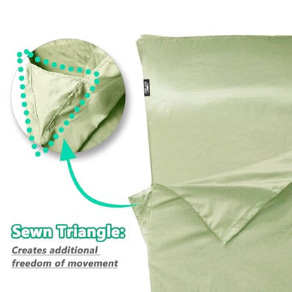 Frelaxy Sleeping Bag Liner, XL Travel Sheet for Camping, Hotels and Hostels - color: Light Green - No Zipper