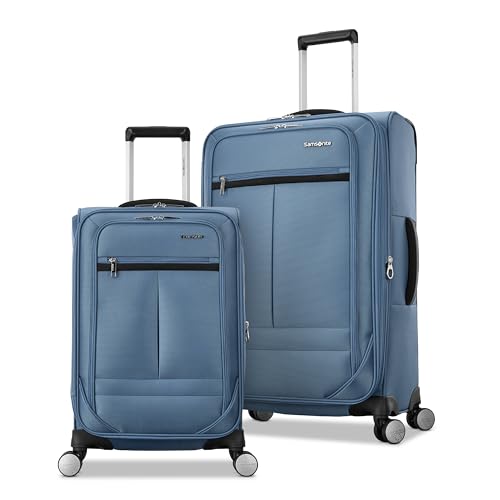Samsonite 2-PC Soft-Sided 21/25” (Carry-On & Medium Checked), Lightweight Expandable Element Luggage Set: 2 Front Pockets & Side Pocket, Four Spinner Wheels, Adjustable Handle, Durable- Captains Blue - color: Captains Blue, size: 2-Piece Set (21/25)