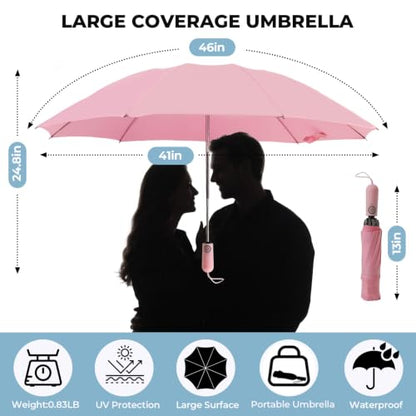 ZDSSM Inverted Umbrella for Rain, Compact Windproof Auto Open Close - color: Pink