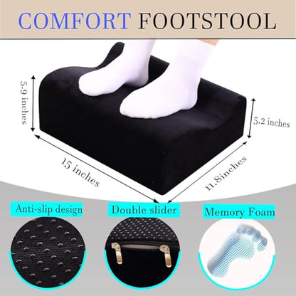 Work Foot Rest Under Desk,Comfort Foot Rest for Couch - color: Black