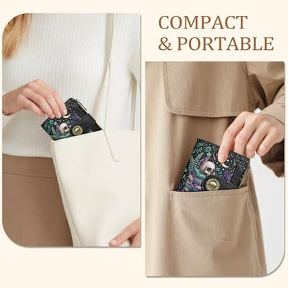 Icycay Goth Gothic Small Wallet Women RFID Blocking Credit Card Holder - color: Goth Skull