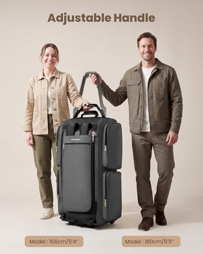 Fanwoli 120L Rolling Duffel Bag Hidden Backpack, Foldable Travel Bag - color: Gray-NEW