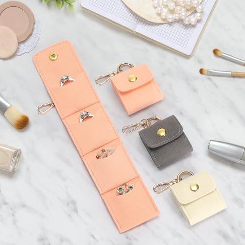 KUKUVR Mini Travel Jewelry Organizer Case with Keychain (Pink) - color: Pink