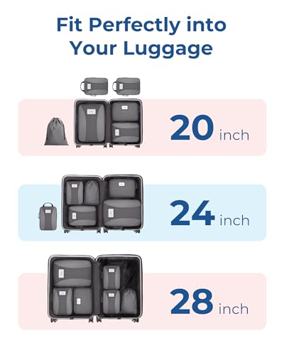 BAGSMART Compression Packing Cubes, Lightweight Travel Essentials - color: Grey, size: 6 Set