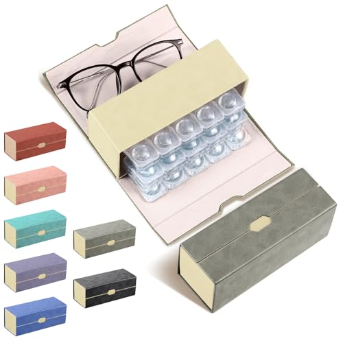 Flutesan 2 in 1 Daily Contact Lens and Glasses Organizer Case, Gray - color: Gray