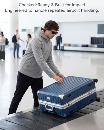 LUGGEX 28 Inch Zipperless Checked Luggage, Charcoal Metallic - color: Charcoal Metallic, size: 28 Inch