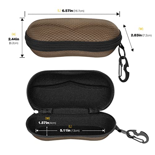 MoKo Semi Hard Shell Sunglasses Case, Unisex Protective Eyeglass Case Glasses Case Holder with Metal Hanging Hook - color: Coffee-eva, size: 1개입