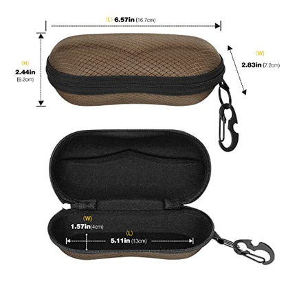 MoKo Semi Hard Shell Sunglasses Case, Unisex Protective Eyeglass Case Glasses Case Holder with Metal Hanging Hook - color: Coffee-eva, size: 1개입