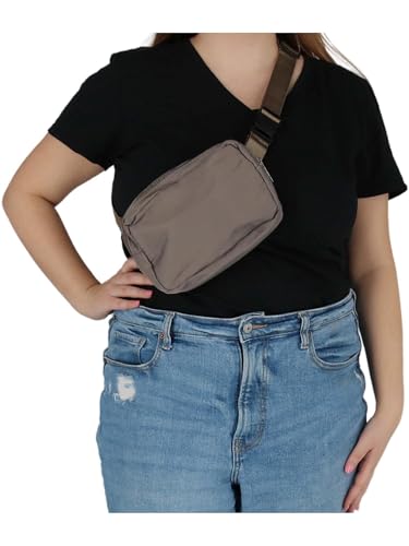 CTM Nylon Rectangle Belt Bag, Taupe - color: Taupe