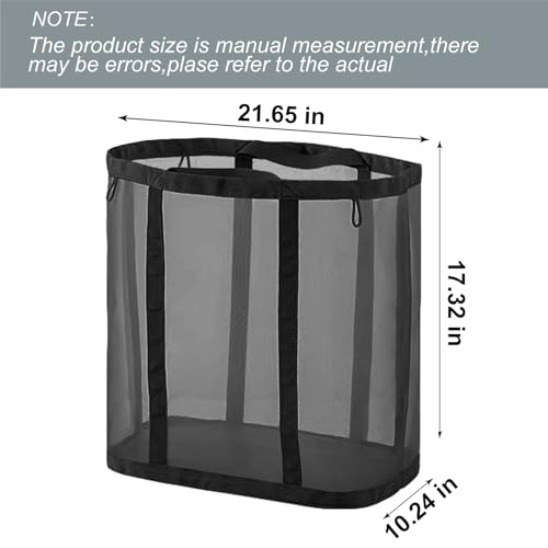 Mesh Bag with Handles, Collapsible Laundry Basket, Foldable Laundry Bag, Breathable Folding Beach Bag,Space-saving Travel Tote Bags (2, Black) - color: Black