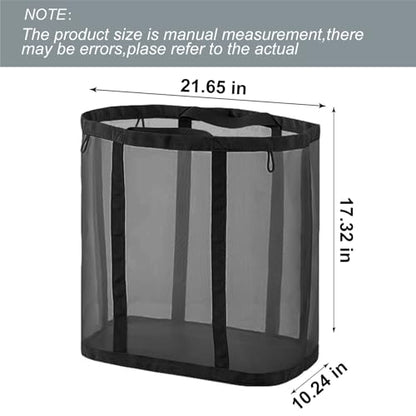 Mesh Bag with Handles, Collapsible Laundry Basket, Foldable Laundry Bag, Breathable Folding Beach Bag,Space-saving Travel Tote Bags (2, Black) - color: Black