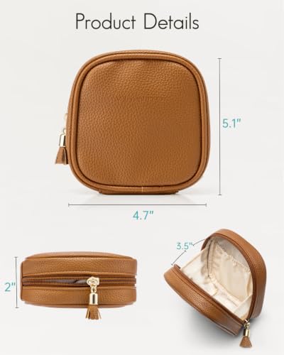 VLANDO Makeup Bag for Purse,Toiletry Pouch with Inner Pockets,Coconut Brown - color: Mini-Lychee Brown